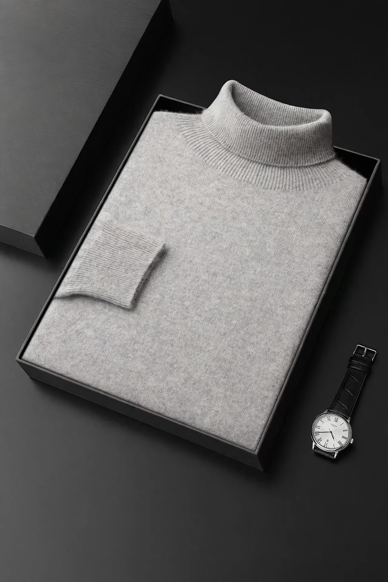 Men's turtleneck sweater made of cashmere, simple and elegant