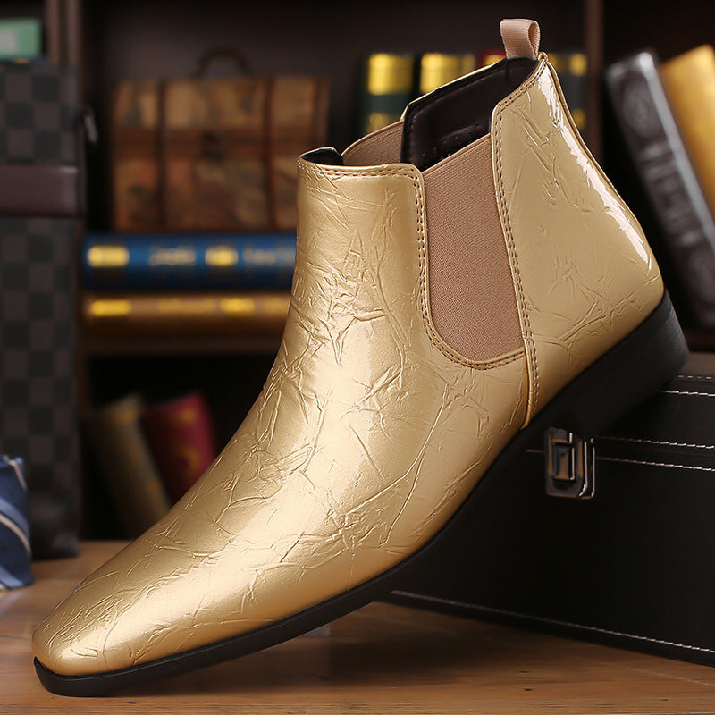 Men's Chelsea Boots, pointed toe, PU leather, flat heel