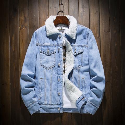 Men's denim jacket with lamb fleece lining