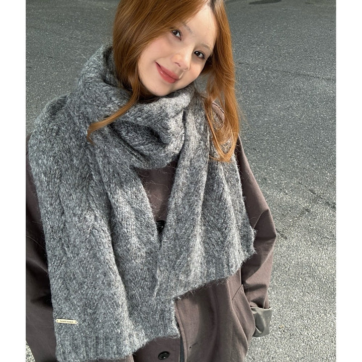 High-quality alpaca wool knitted scarf, 24x165 cm