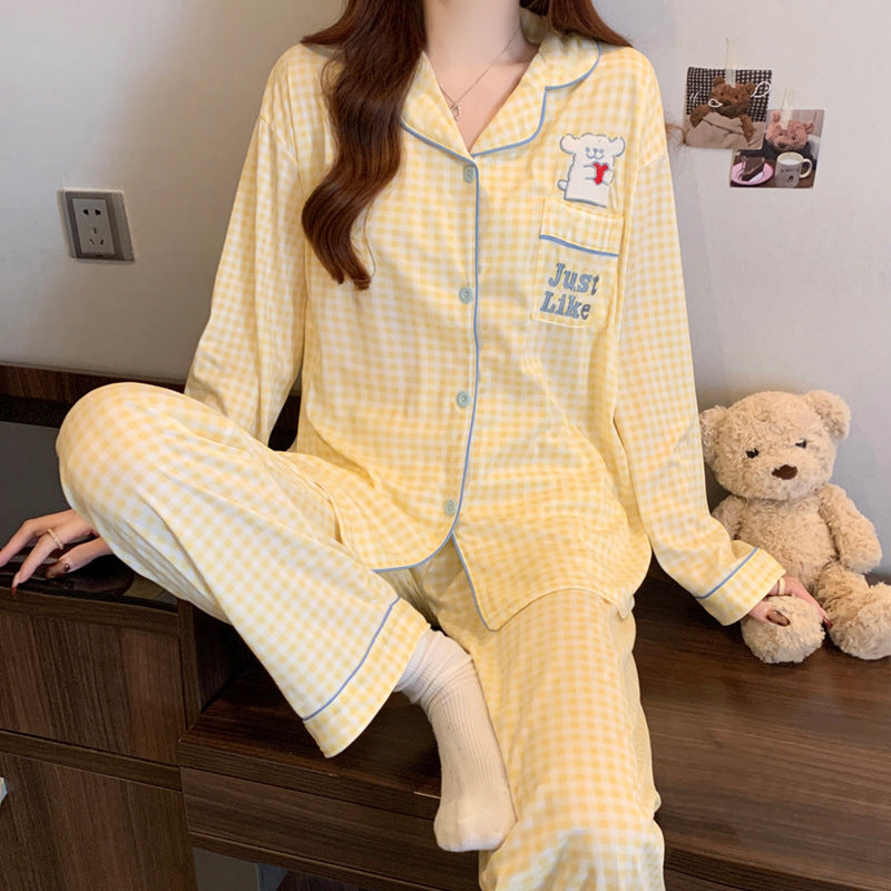 Women's Pajama Set, long-sleeved with heart pattern