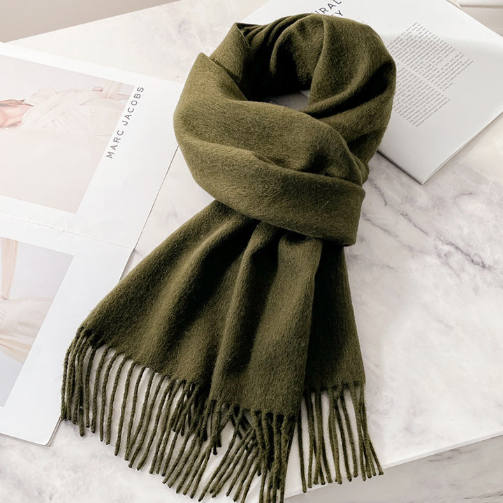 Solid color wool scarf, 188x32 cm