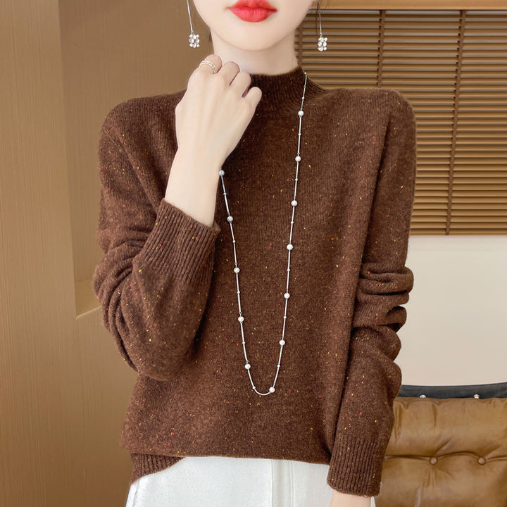 Women’s pullover made of pure wool with stand-up collar