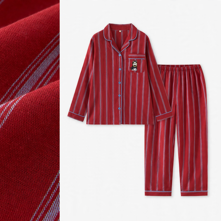 Cotton Pajamas for Couples in Striped Design