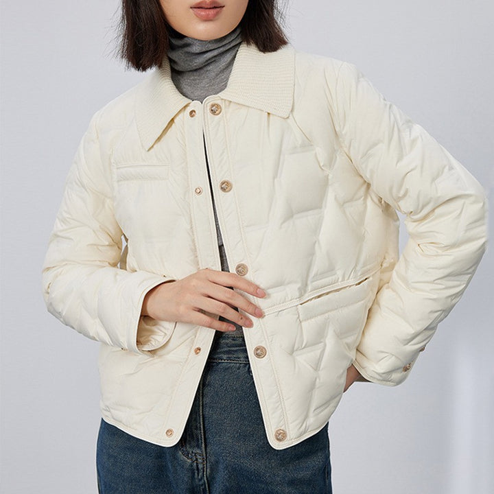 Lightweight, short women's down jacket