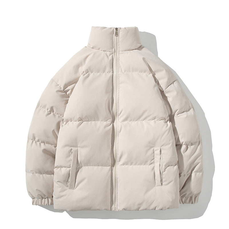 Unisex quilted jacket, lined, stand collar, loose fit