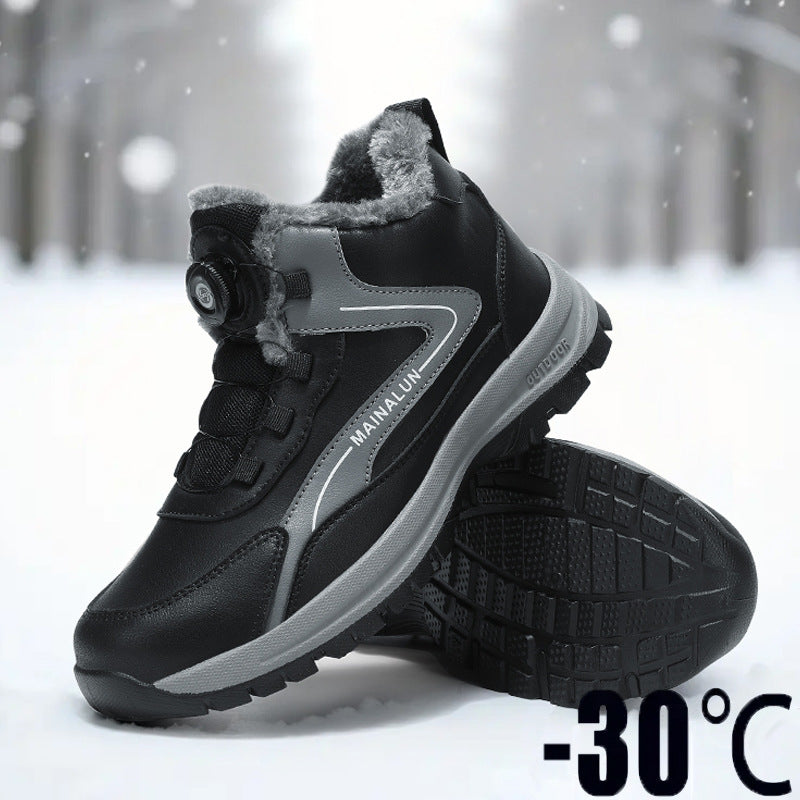 Padded men's winter boots, slip-resistant and warm