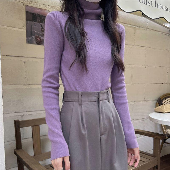 Women's knitted sweater, roll neck, body-hugging