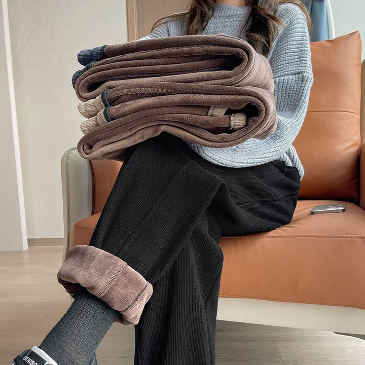 Ladies corduroy trousers, padded, casual fit