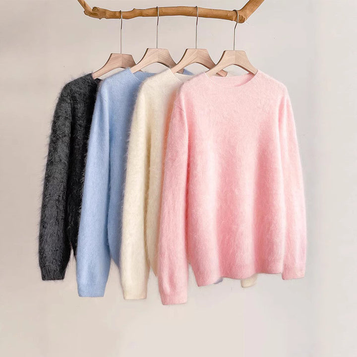 Women's Cashmere Wool Sweater, Brushed, Round or V-Neck