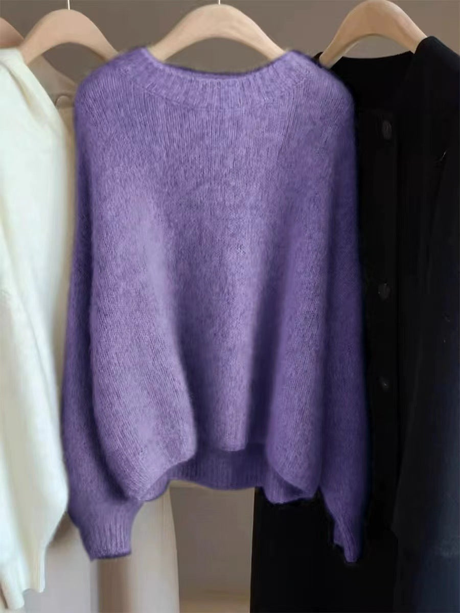 Women's cashmere sweater, short and loose
