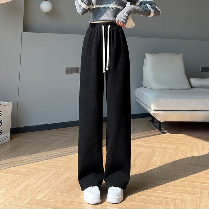 Loose corduroy pants with drawstring for women