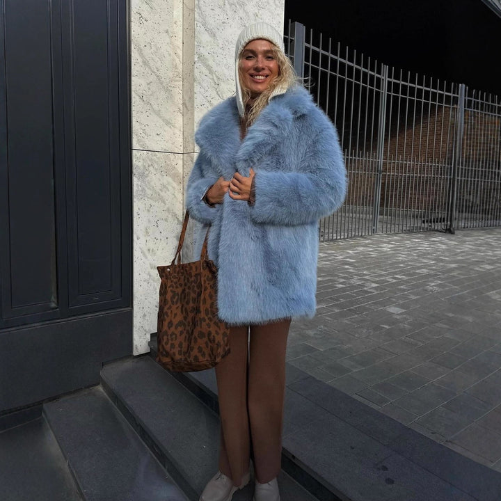 Mid-Length Faux Fur Jacket for Women