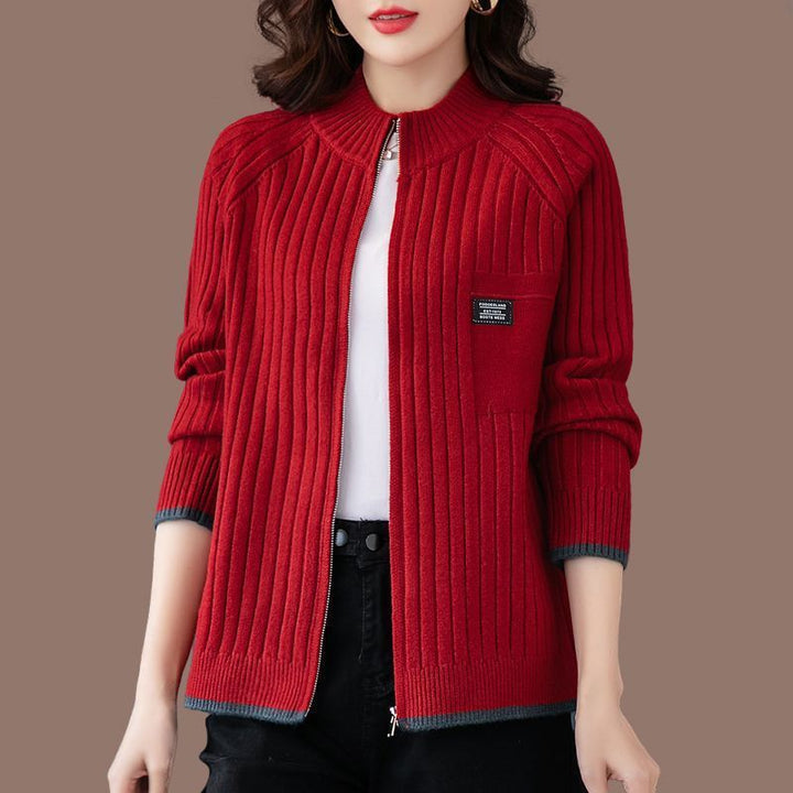 Women's zip-up cardigan, striped