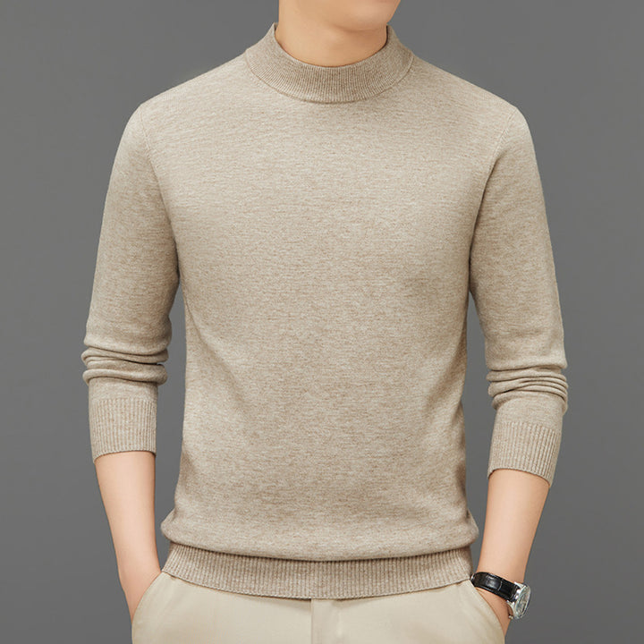 Men's knitted pullover, stand-up collar, breathable