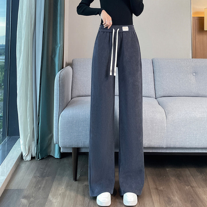 Lamb fleece cord pants for women