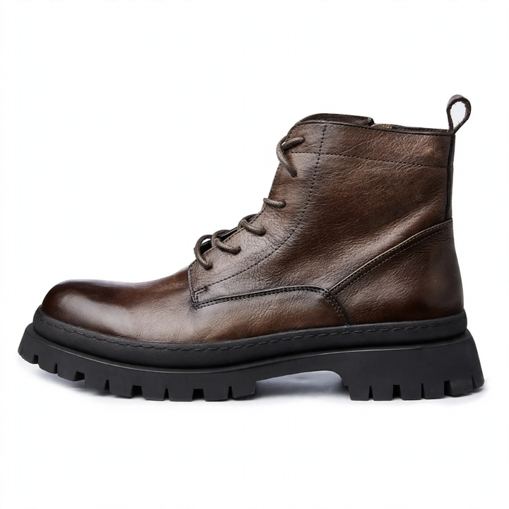 Men's lace-up boots made of cowhide leather in vintage style