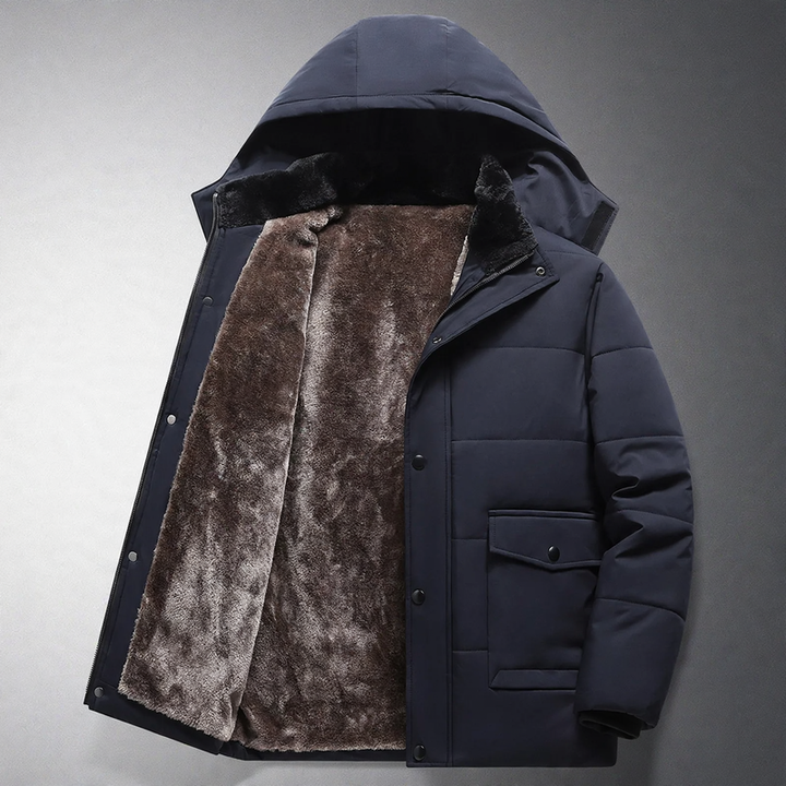 Padded men's winter jacket with hood