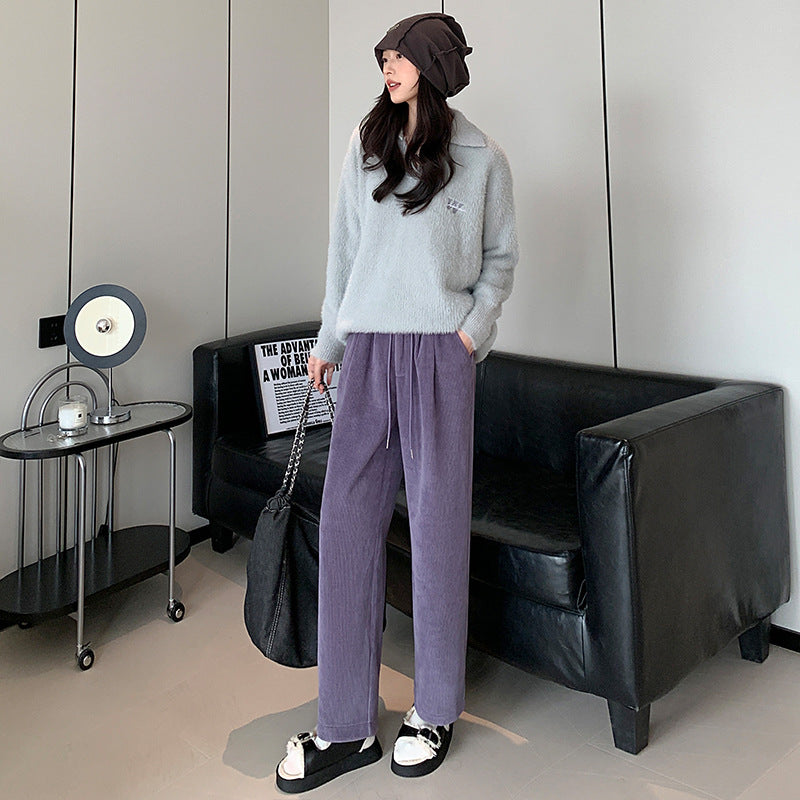 Women's cord pants, harem cut, 9/10 length