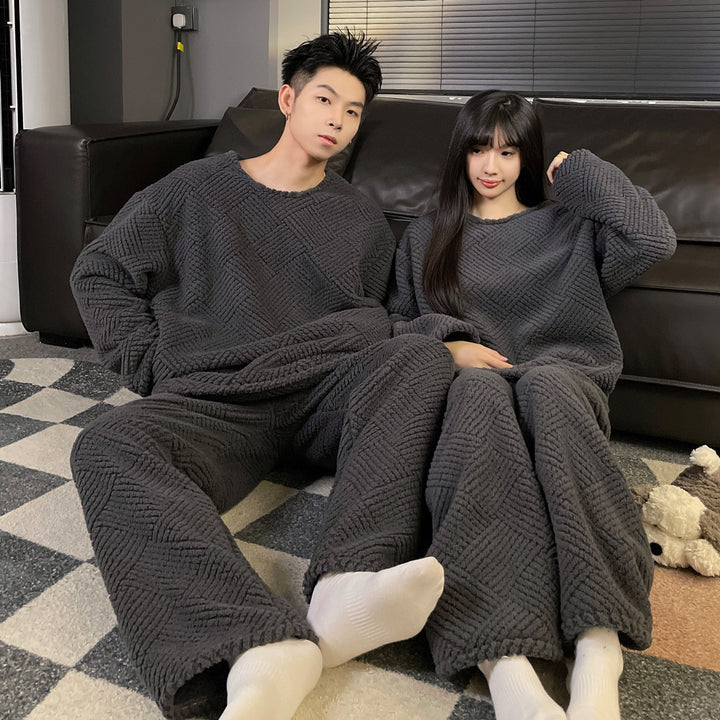 Warmer loungewear for couples, flannel, lined