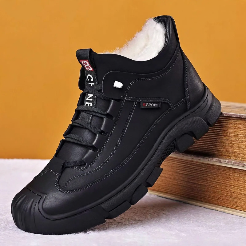 Men's winter boots, lined, with thick sole