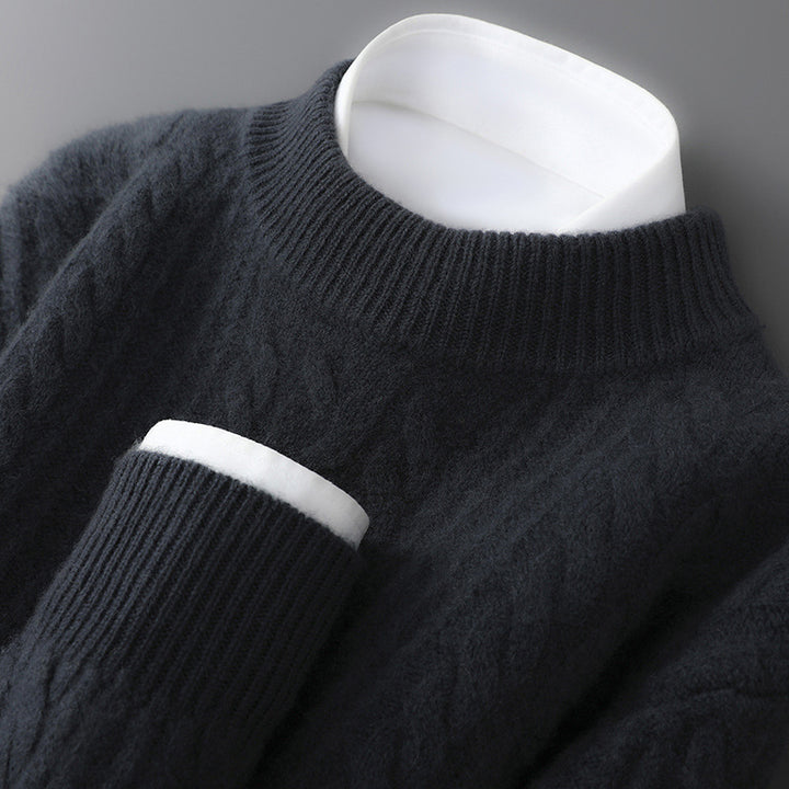Men's Wool Sweater, 100% Wool, Stand Collar, Loose