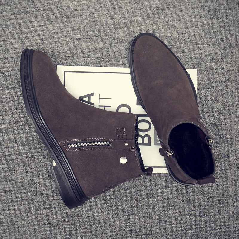 Men's Chelsea boots, suede look, lined