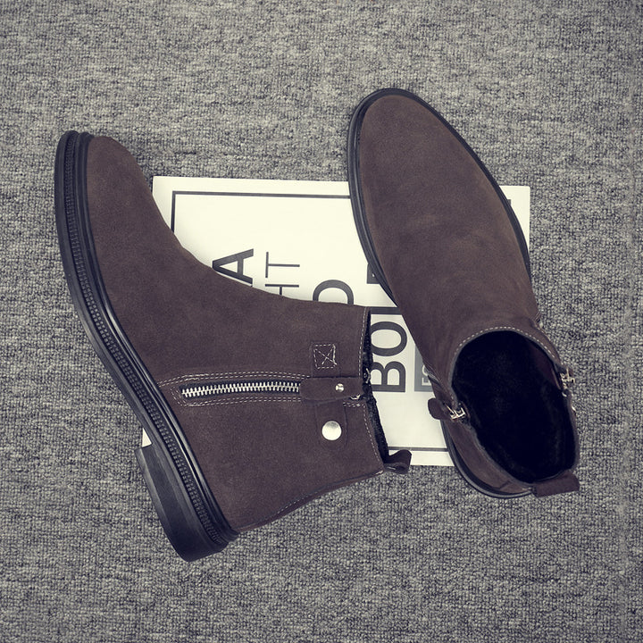 Men's Chelsea boots, suede look, lined