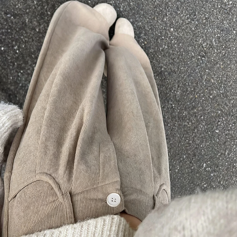 Padded corduroy suit pants with high waist