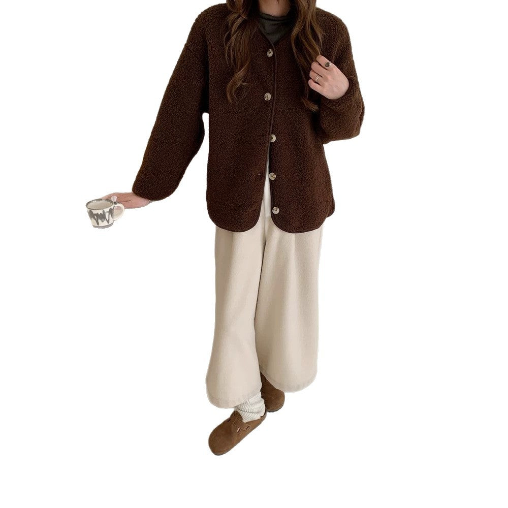 Sheepskin imitation cardigan, loose, warm