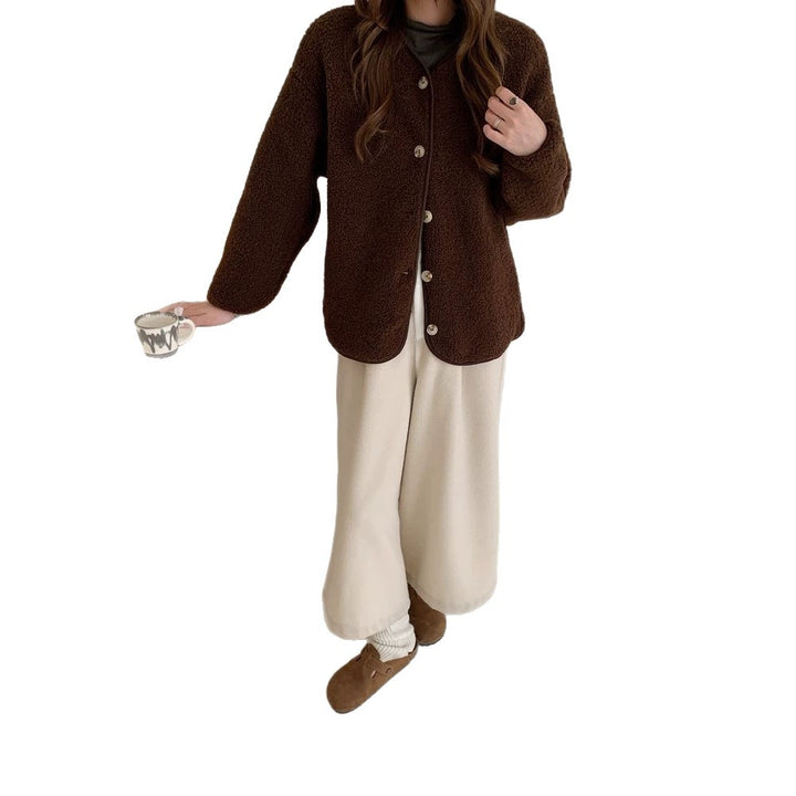 Sheepskin imitation cardigan, loose, warm