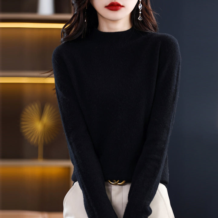 Women's cashmere sweater, high collar, slim fit