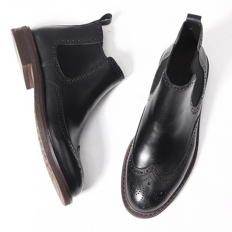 Men's Chelsea boots made of genuine leather with platform