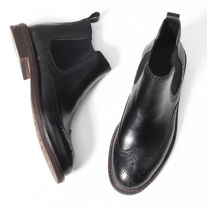 Men's Chelsea boots made of genuine leather with platform