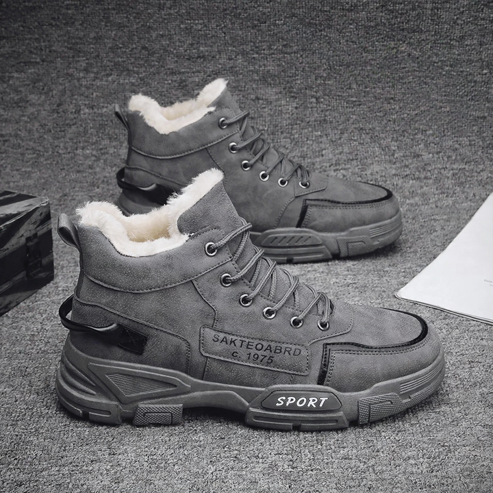 Insulated men's winter boots, high-top, PU upper material