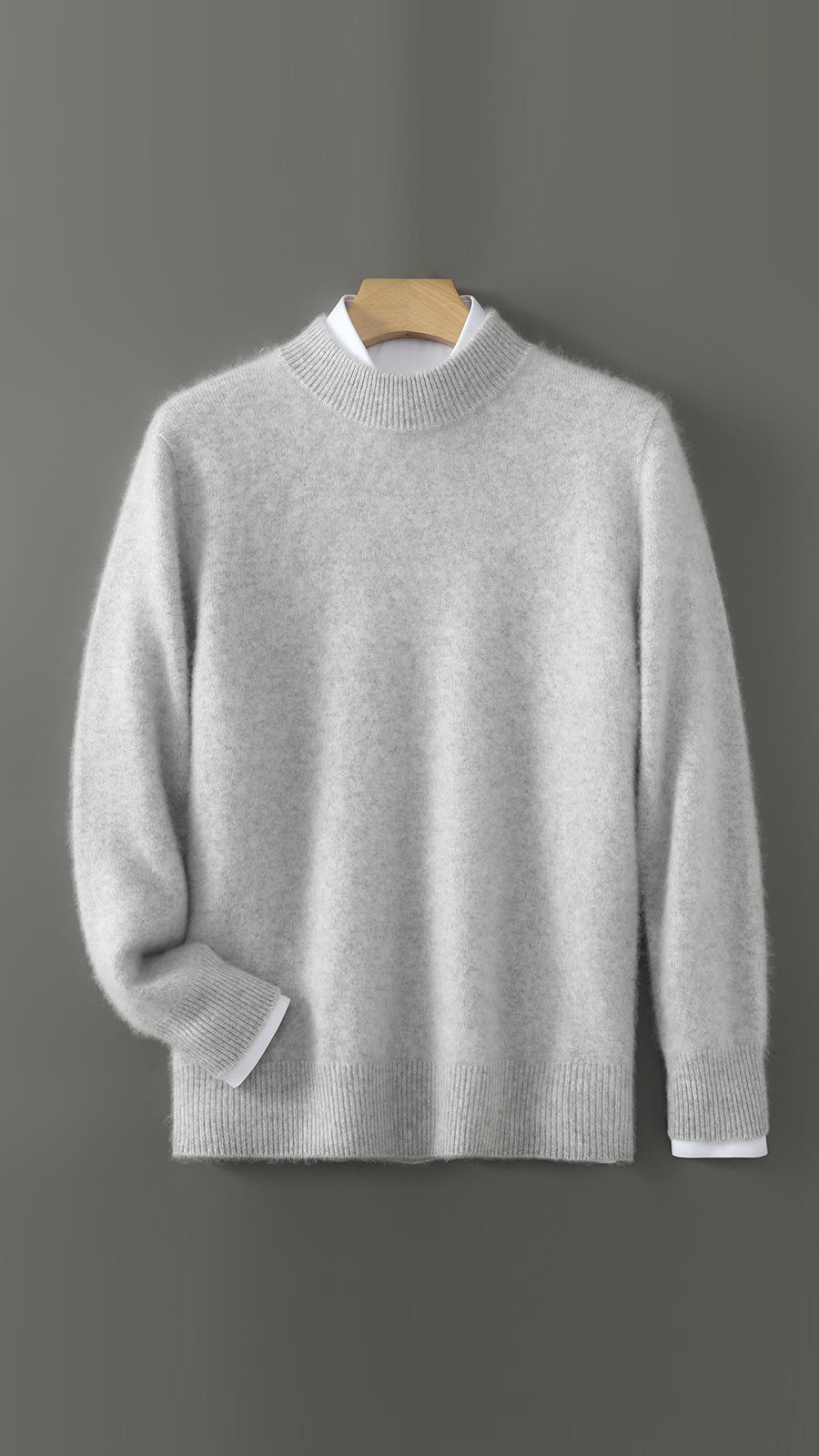 Men's Wool Sweater, Crew Neck, Solid Color, Business Casual