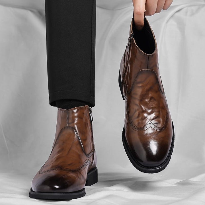 Men's leather boots, business-casual, lined