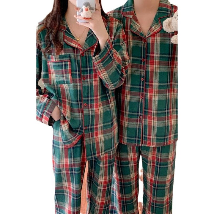 Christmas checkered loungewear set for couples, brushed