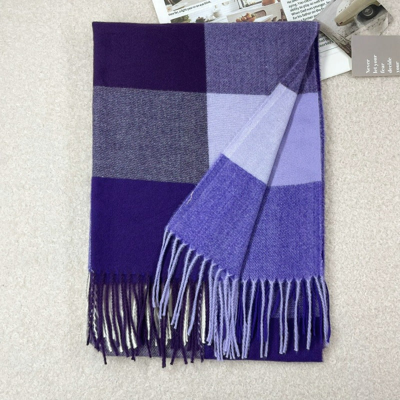 Checked scarf made of cashmere imitation, 65x180cm