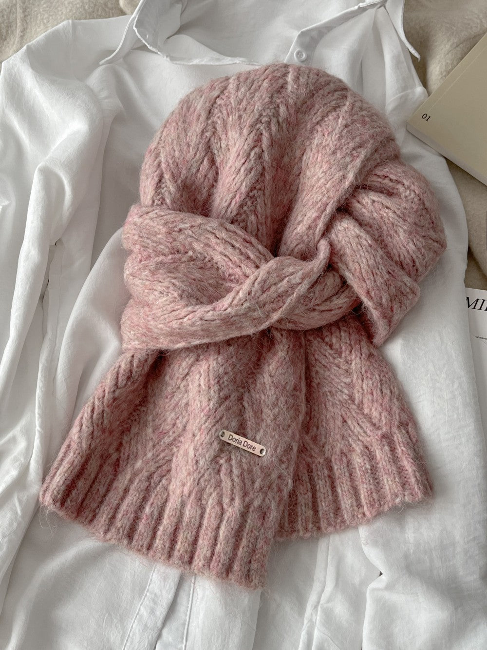 Alpaca wool scarf, solid color, 24x165cm