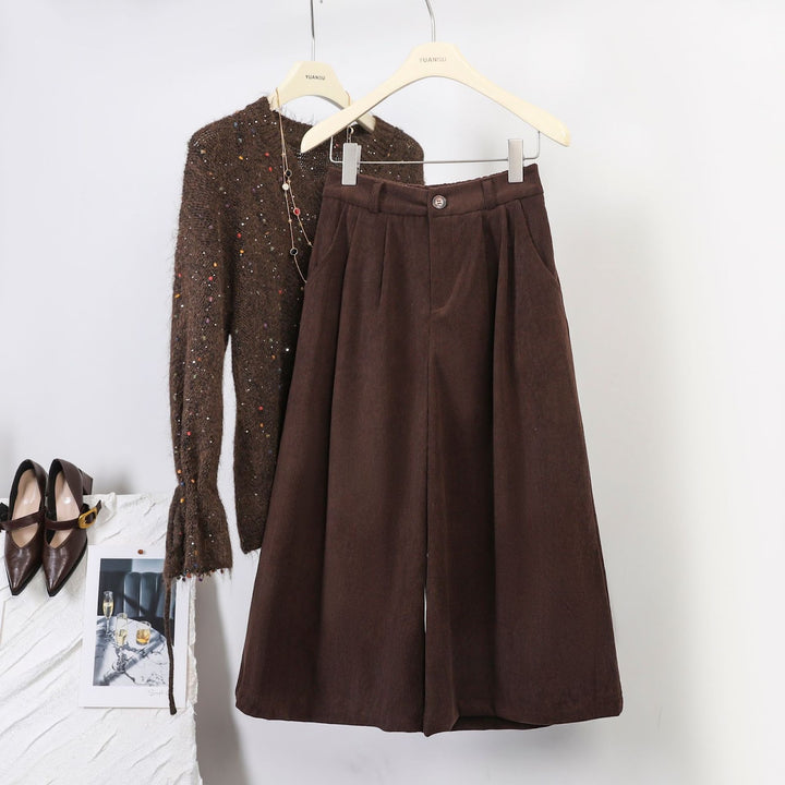 Cord pants, straight cut, 7/8 length