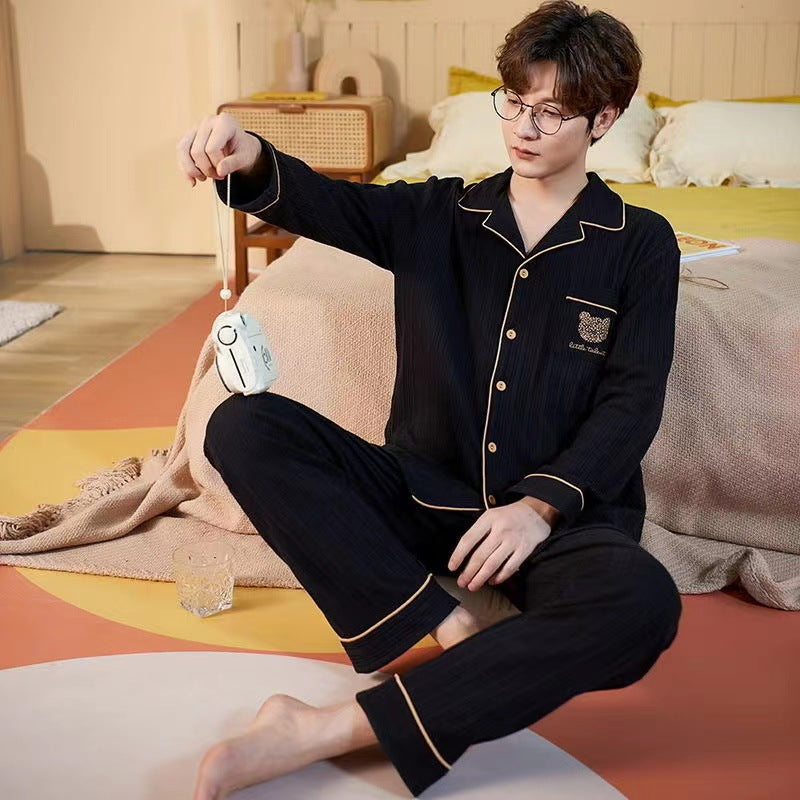 Men's house suit made of cotton, long-sleeved