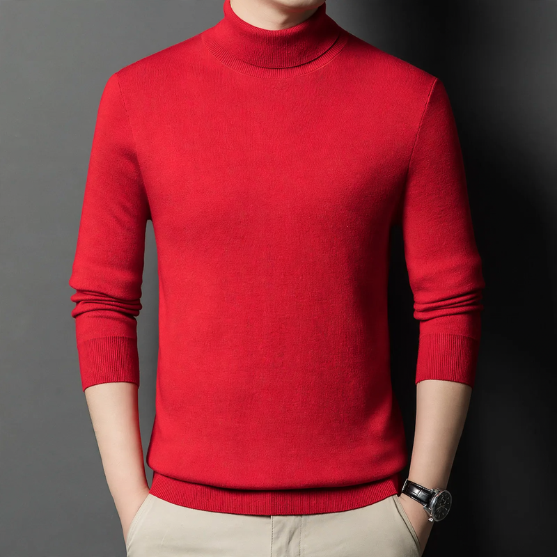 Men's wool sweater, standing collar, warm