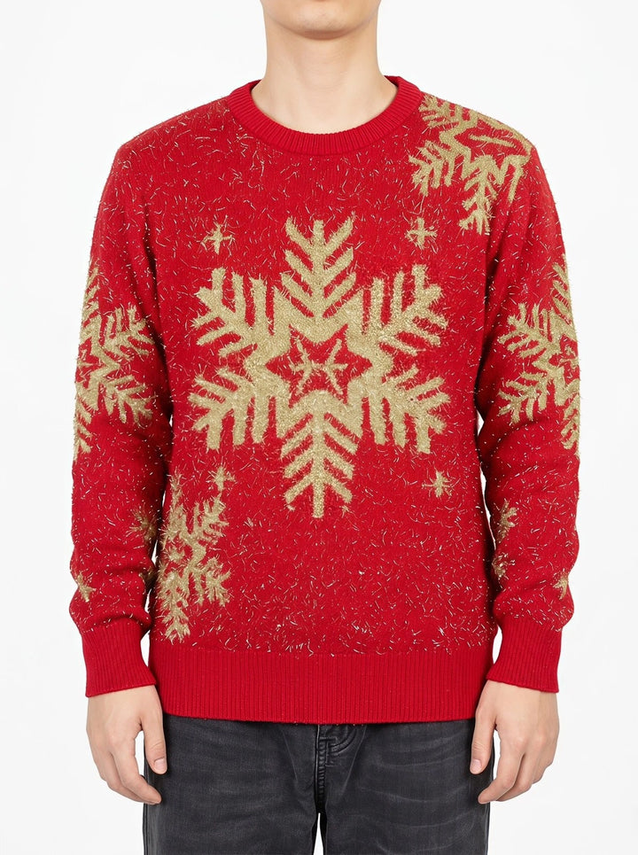 Festive women's Christmas sweater with reindeer and snowflakes