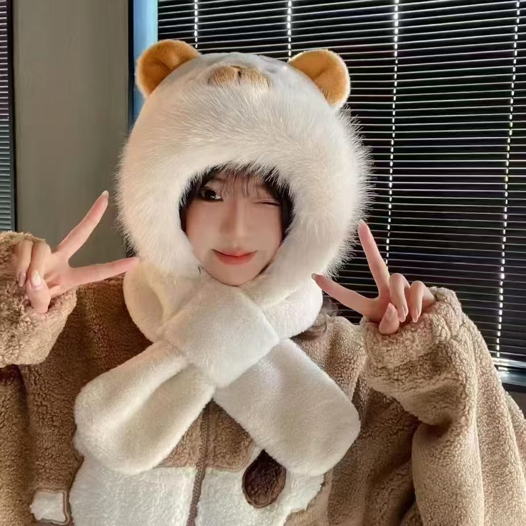 Plush set: Hooded hat and scarf