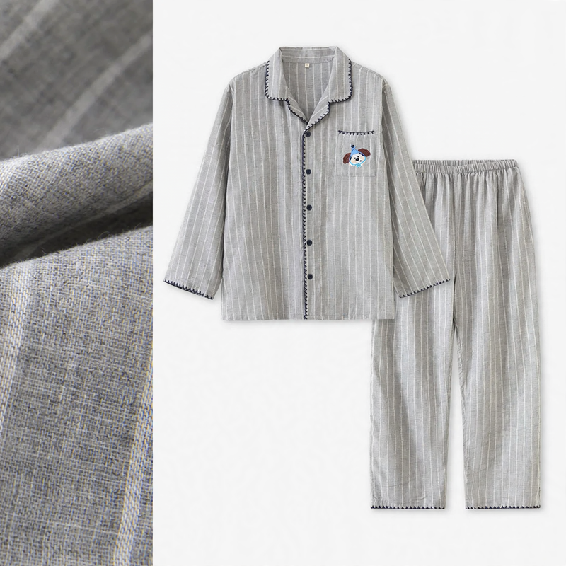 Cotton Pajama Set for Couples, Gauze Fabric