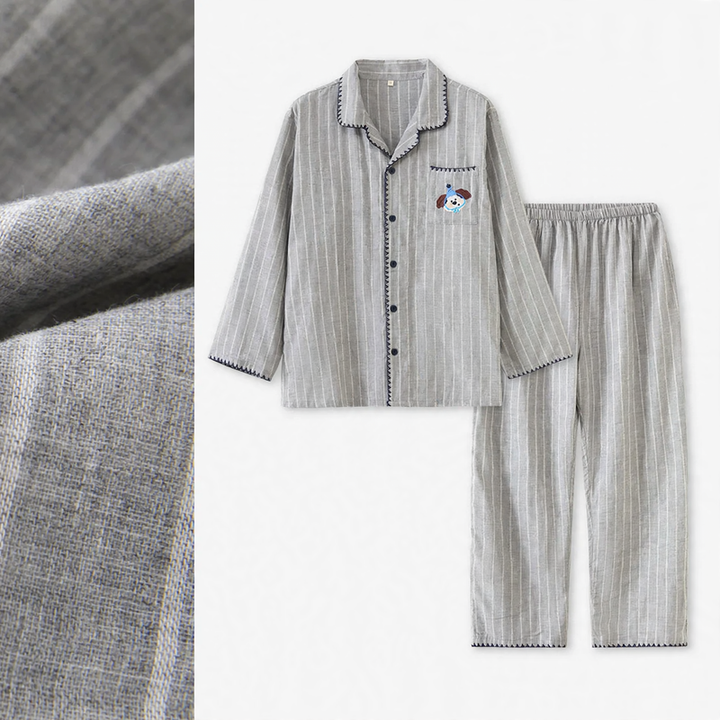 Cotton Pajama Set for Couples, Gauze Fabric