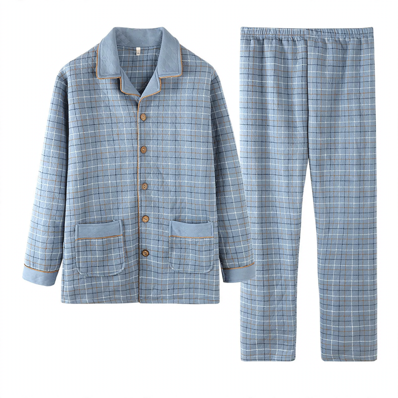Padded men's pajama, 100% cotton, extra warm