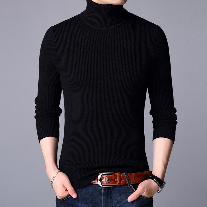 Men's knitted sweater with vertical rib pattern