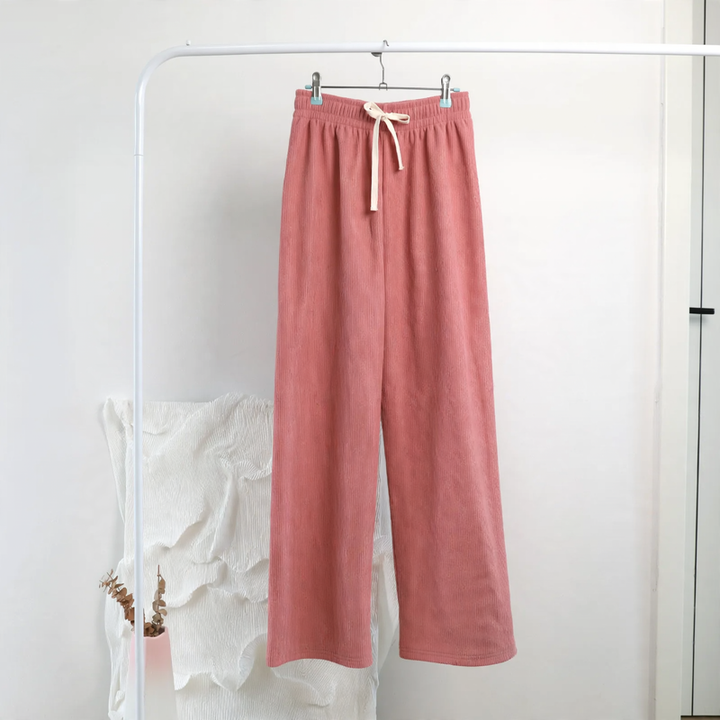 Casual cord pants with drawstring